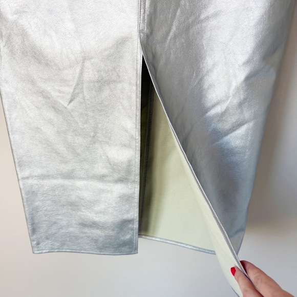 WAYF METALLIC PENCIL SKIRT - M - Picture 6 of 9